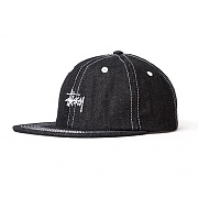 CONTRAST STITCH DENIM STRAPBACK-BLK